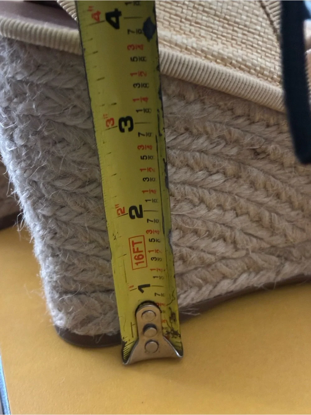 Authentic  Fendi  light  yellow  FF Logo Espadrille Wedge with Ankle Tie